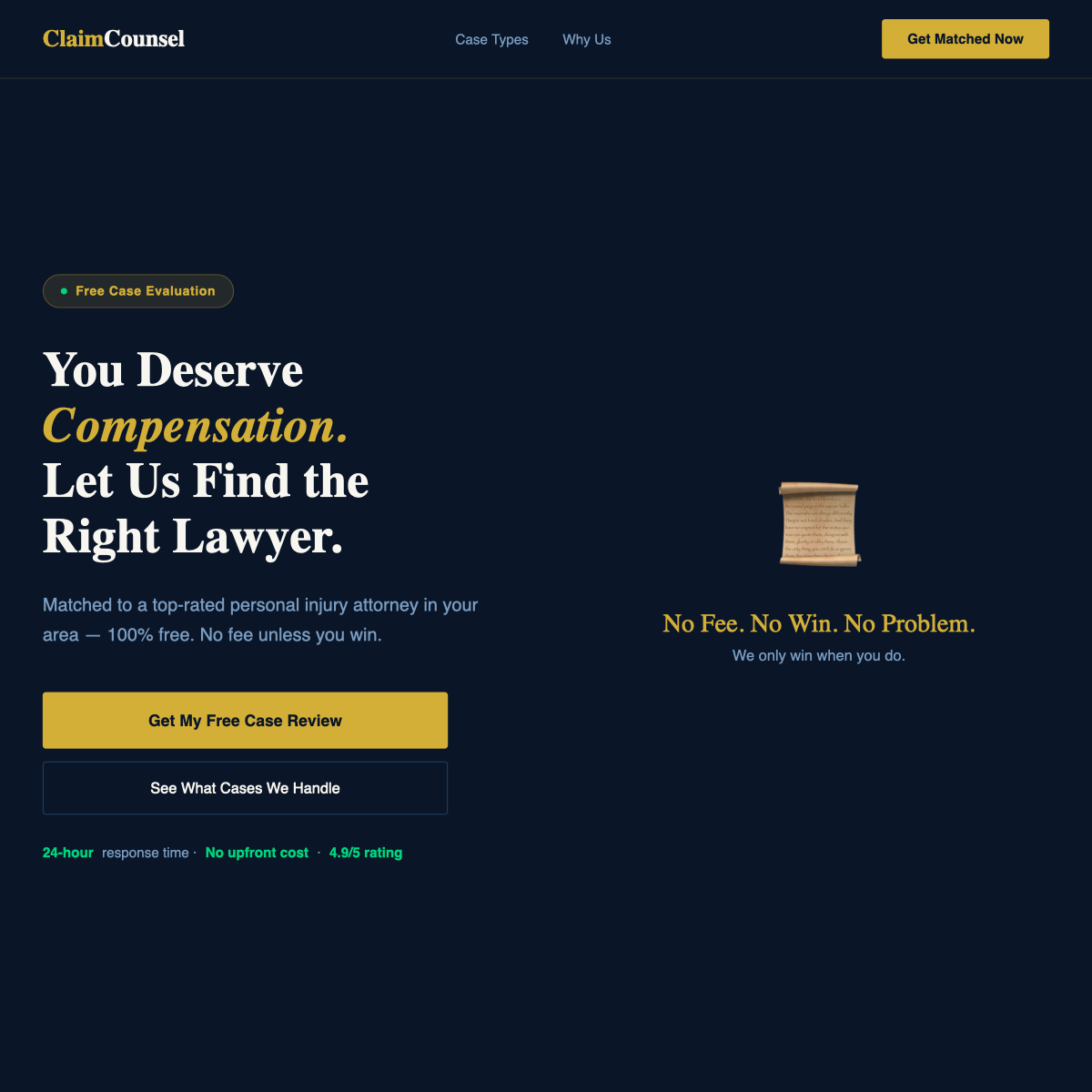 ClaimCounsel 首屏图